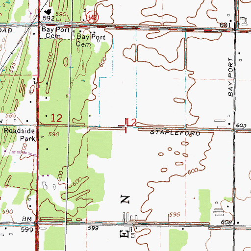 Topographic Map of Stapleford Drain, MI