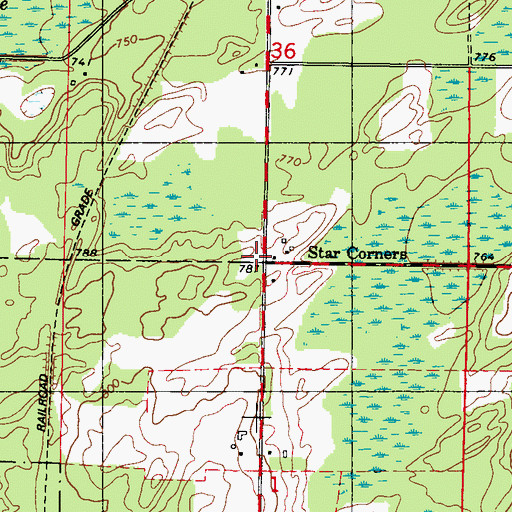 Topographic Map of Star Corners, MI