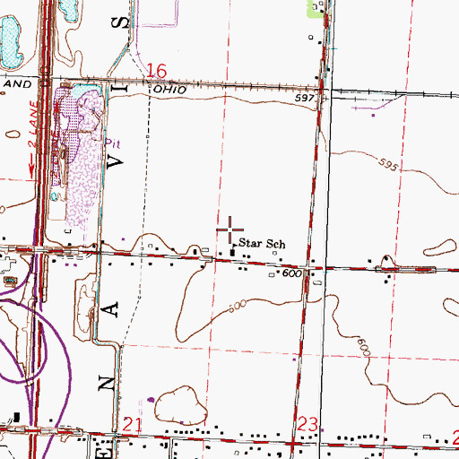 Topographic Map of Star School, MI