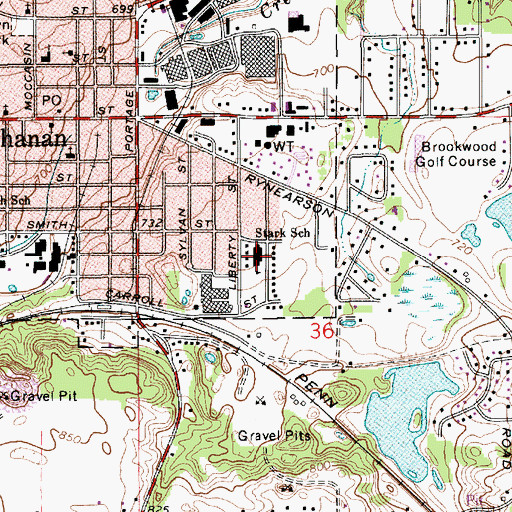 Topographic Map of Stark School, MI