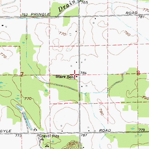 Topographic Map of Starr School, MI