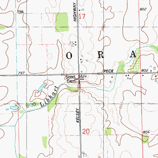 Topographic Map of Steel Cemetery, MI