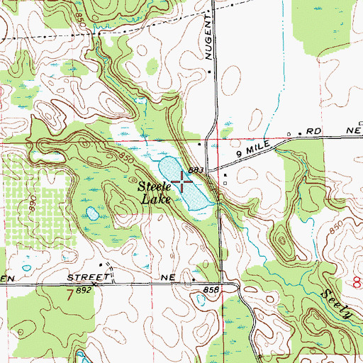 Topographic Map of Steele Lake, MI