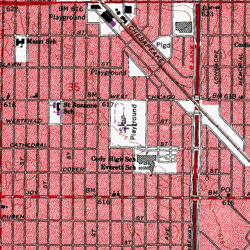 Topographic Map of Stein Playground, MI