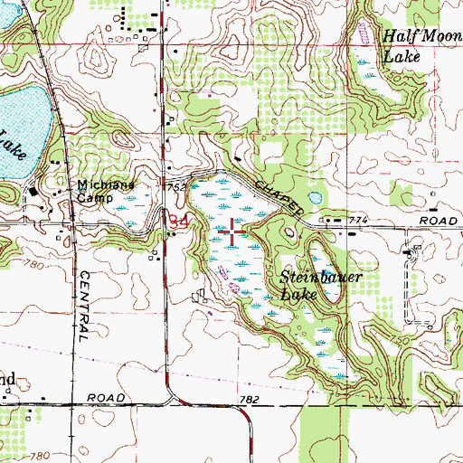 Topographic Map of Steinbauer Lake, MI