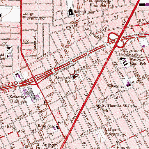 Topographic Map of Stephens School, MI