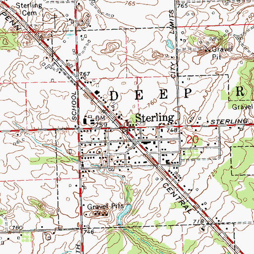 Topographic Map of Sterling, MI