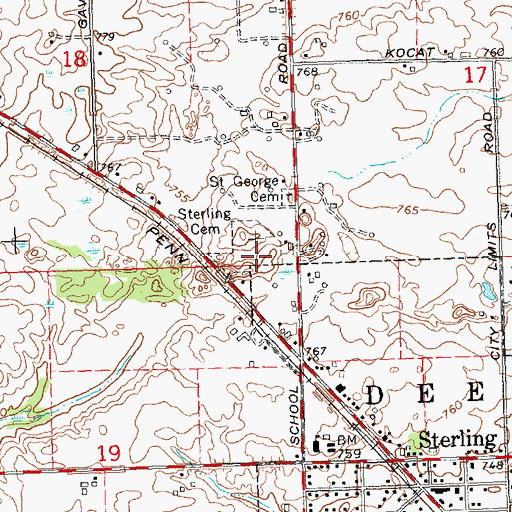 Topographic Map of Sterling Cemetery, MI