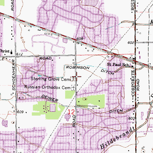 Topographic Map of Sterling Grove Cemetery, MI