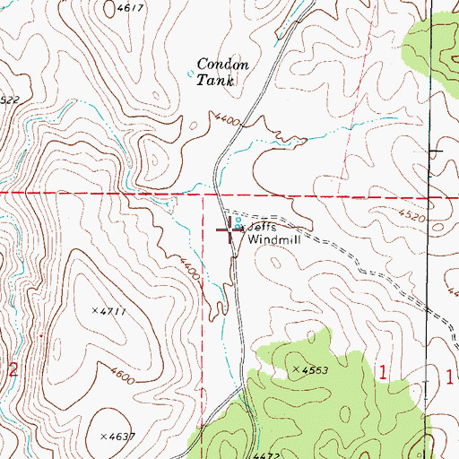 Topographic Map of Jeffs Windmill, AZ