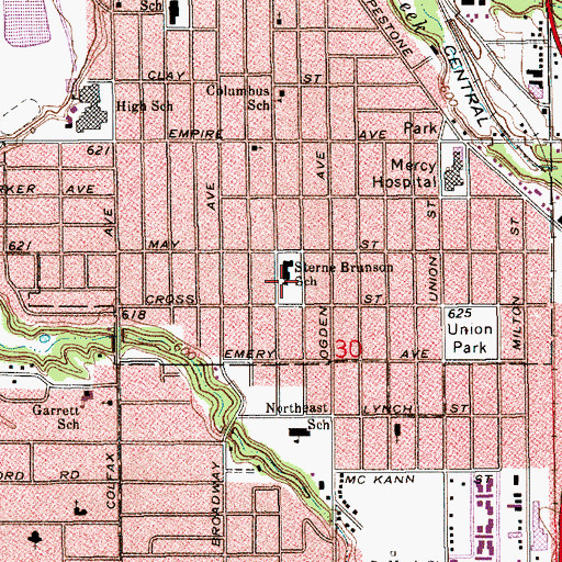 Topographic Map of Sterne Brunson School, MI