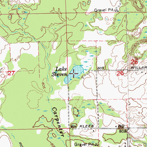 Topographic Map of Lake Steven, MI