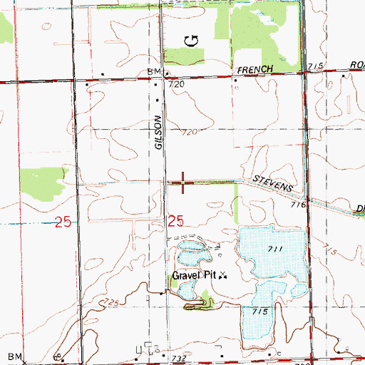 Topographic Map of Stevens Drain, MI