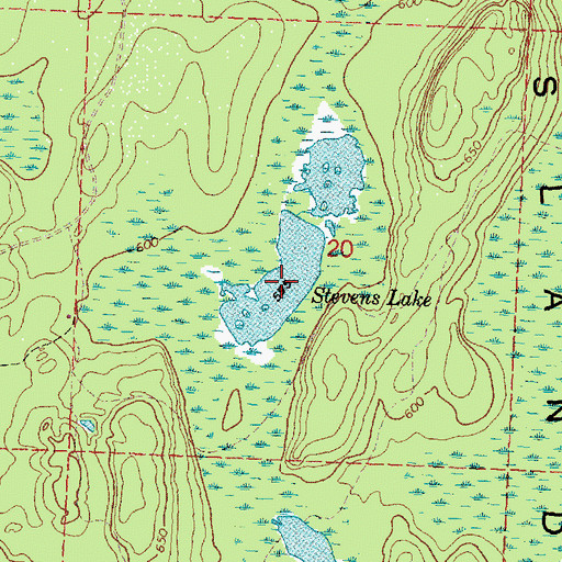 Topographic Map of Stevens Lake, MI