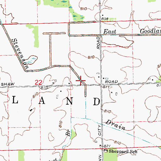 Topographic Map of Stevenson Drain, MI