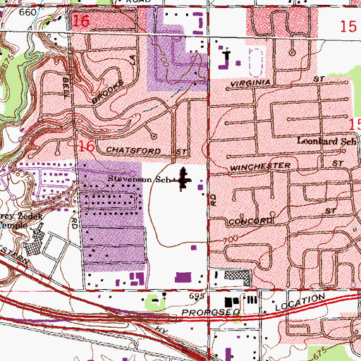 Topographic Map of Stevenson School, MI