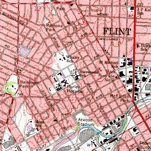 Topographic Map of Stevenson School, MI