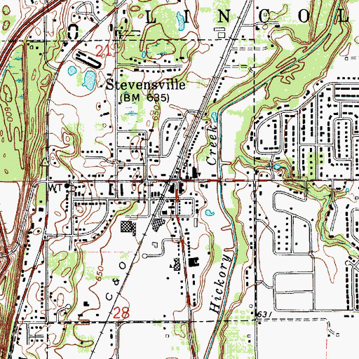 Topographic Map of Stevensville, MI