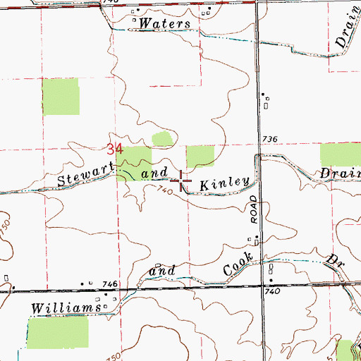 Topographic Map of Stewart and Kinley Drain, MI