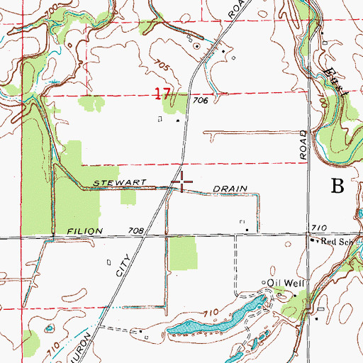 Topographic Map of Stewart Drain, MI