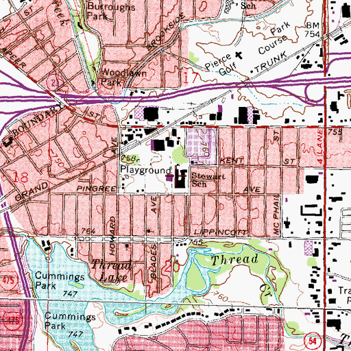 Topographic Map of Stewart School, MI