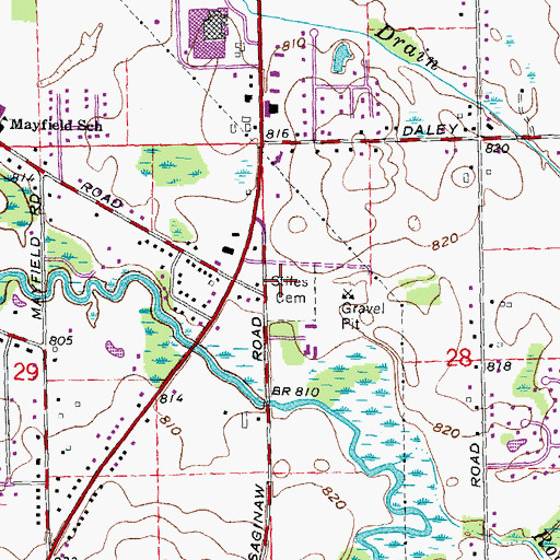 Topographic Map of Stiles Cemetery, MI