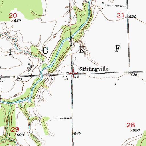 Topographic Map of Stirlingville, MI