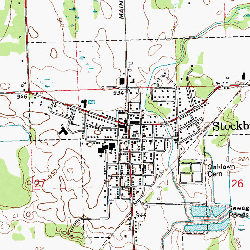 Topographic Map of Stockbridge, MI
