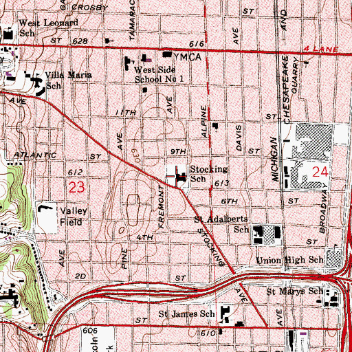 Topographic Map of Stocking School, MI