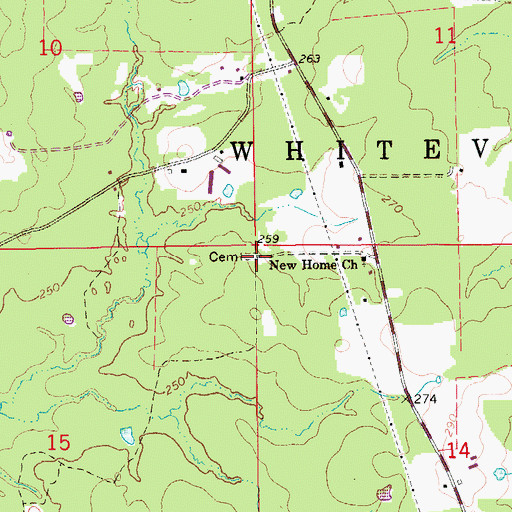 Topographic Map of New Home School (historical), AR