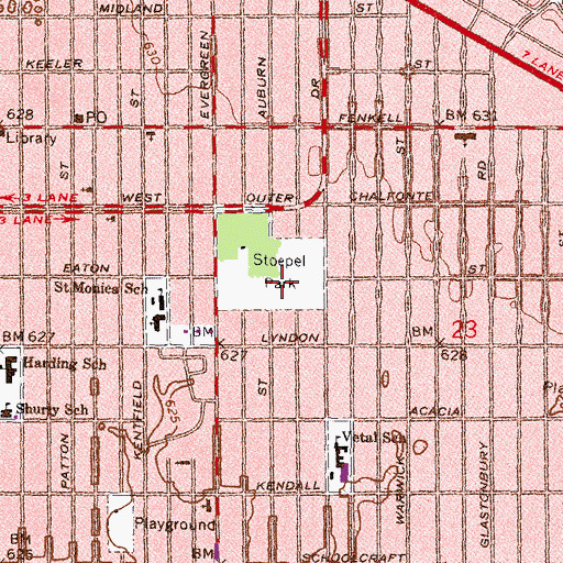 Topographic Map of Stoepel Park, MI