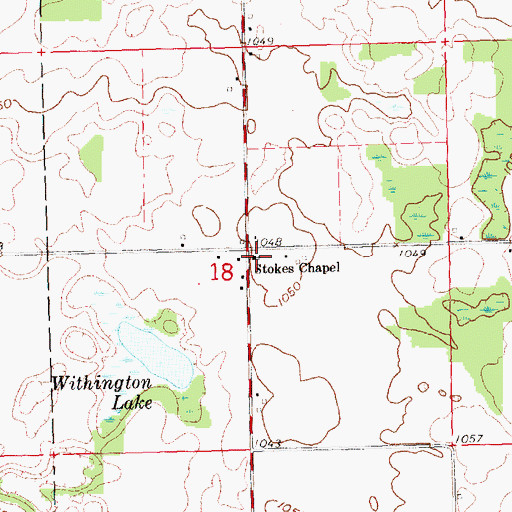 Topographic Map of Stokes Chapel, MI