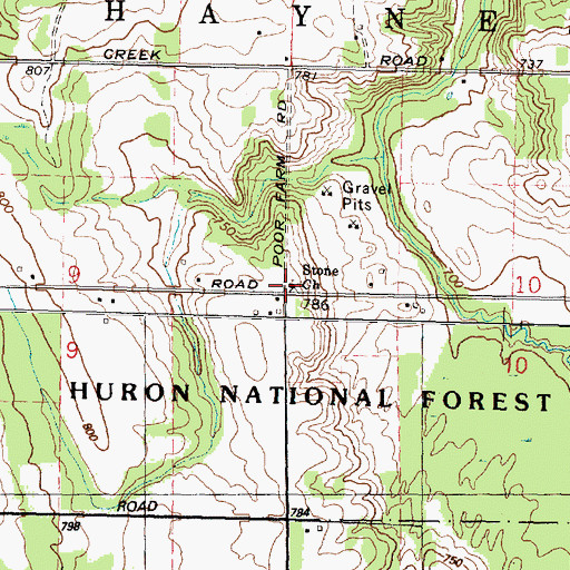 Topographic Map of Haynes Community Church, MI