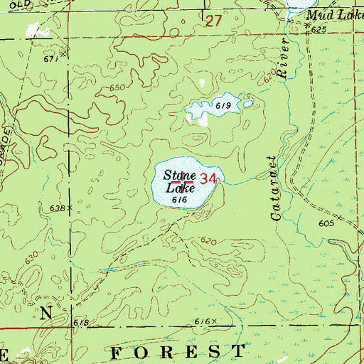 Topographic Map of Stone Lake, MI