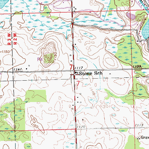 Topographic Map of Stone School, MI
