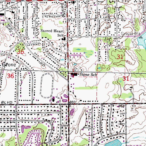 Topographic Map of Stone School, MI