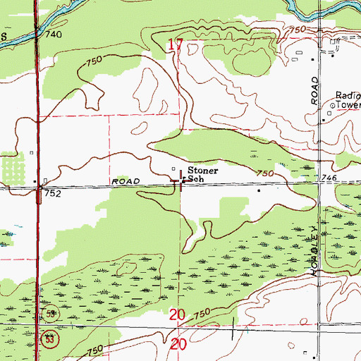 Topographic Map of Stoner School, MI