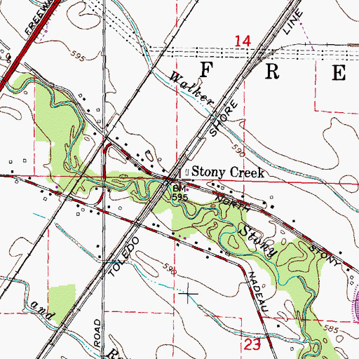 Topographic Map of Stony Creek, MI
