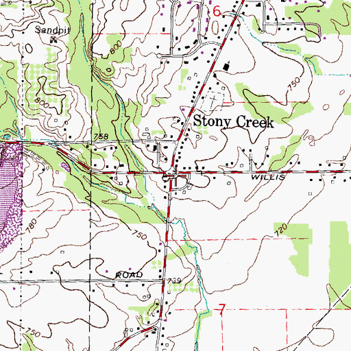 Topographic Map of Stony Creek, MI