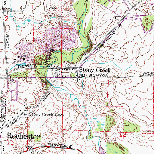 Topographic Map of Stony Creek, MI