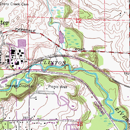 Topographic Map of Stony Creek, MI