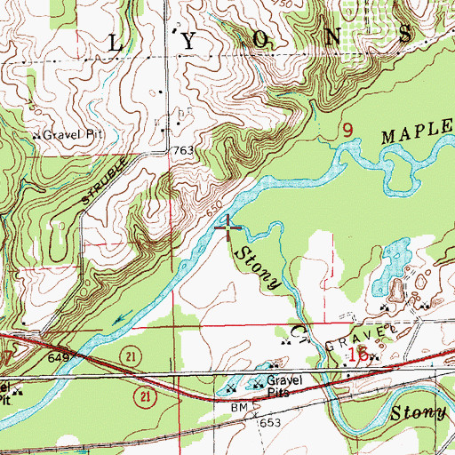Topographic Map of Stony Creek, MI