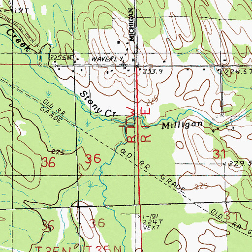 Topographic Map of Stony Creek, MI