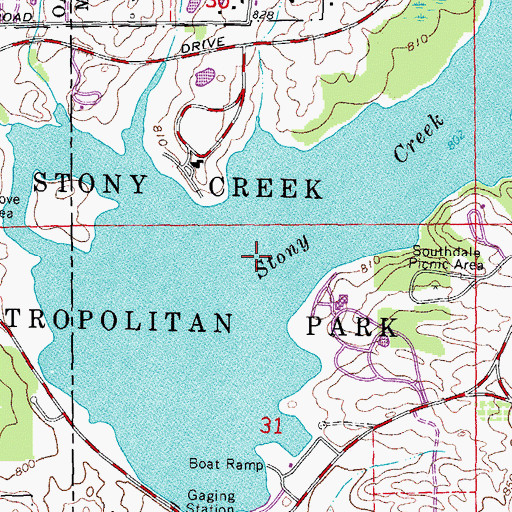 Topographic Map of Stony Creek Lake, MI