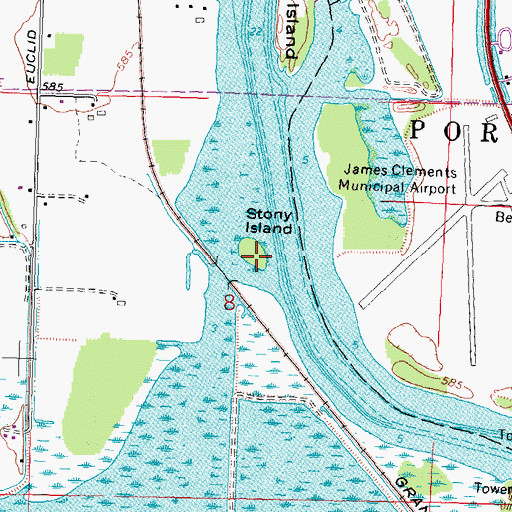 Topographic Map of Stony Island, MI