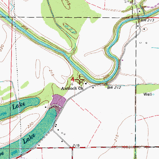 Topographic Map of Antioch Cemetery, AR