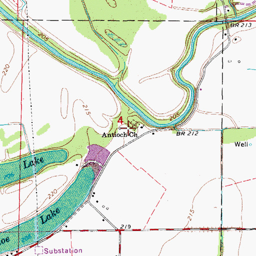 Topographic Map of Antioch School (historical), AR
