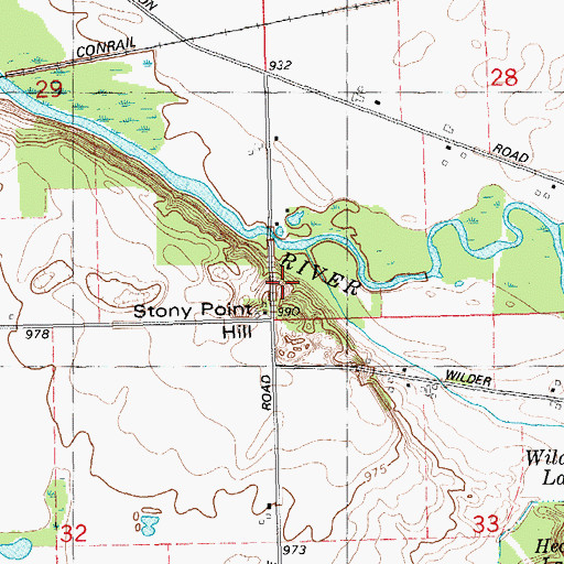 Topographic Map of Stony Point Hill, MI