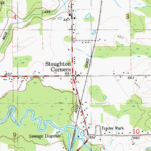 Topographic Map of Stoughton Corners, MI