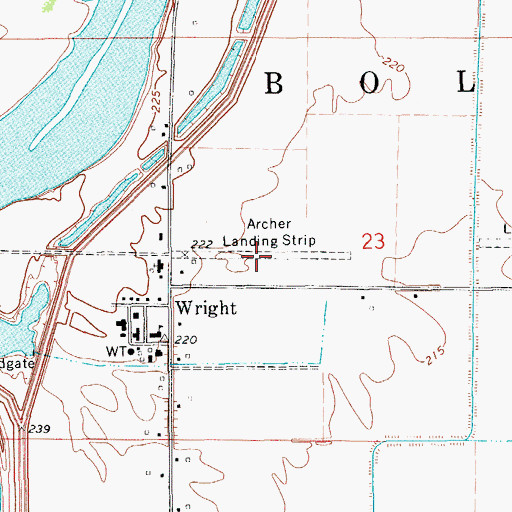 Topographic Map of Archer Landing Strip (historical), AR